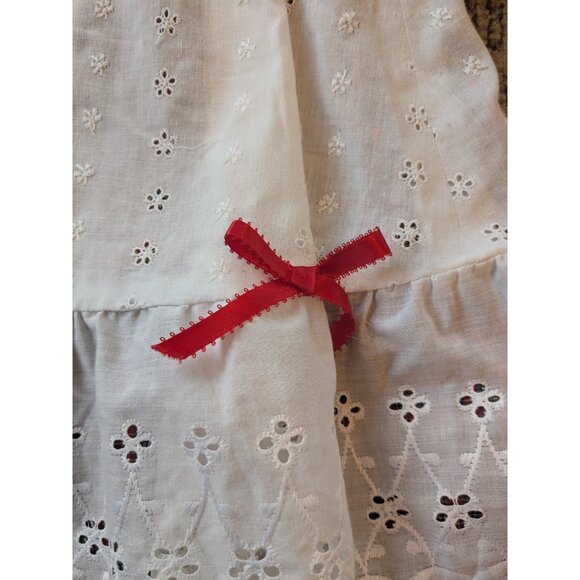 Homemade Girls 6/7 Ruffle Dress & White Eyelet Pinafore - Plaid Red & Green - Picture 9 of 16